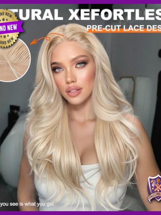 13x4 HD Lace Glueless Wig, 26 Inch Layered Wave Synthetic Hair main image 4